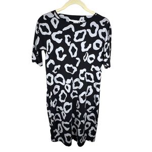 DIANE VON FURSTENBERG Black and White Leopard Cheetah Print Silk Dress Size 6